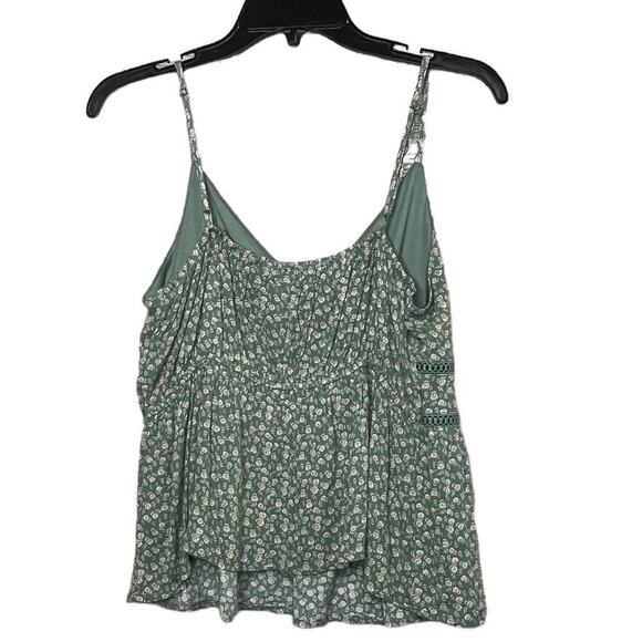 Francesa's Miami Green Floral Rose Cami Girly Cottage Cowgirl Top Medium New - Picture 2 of 14